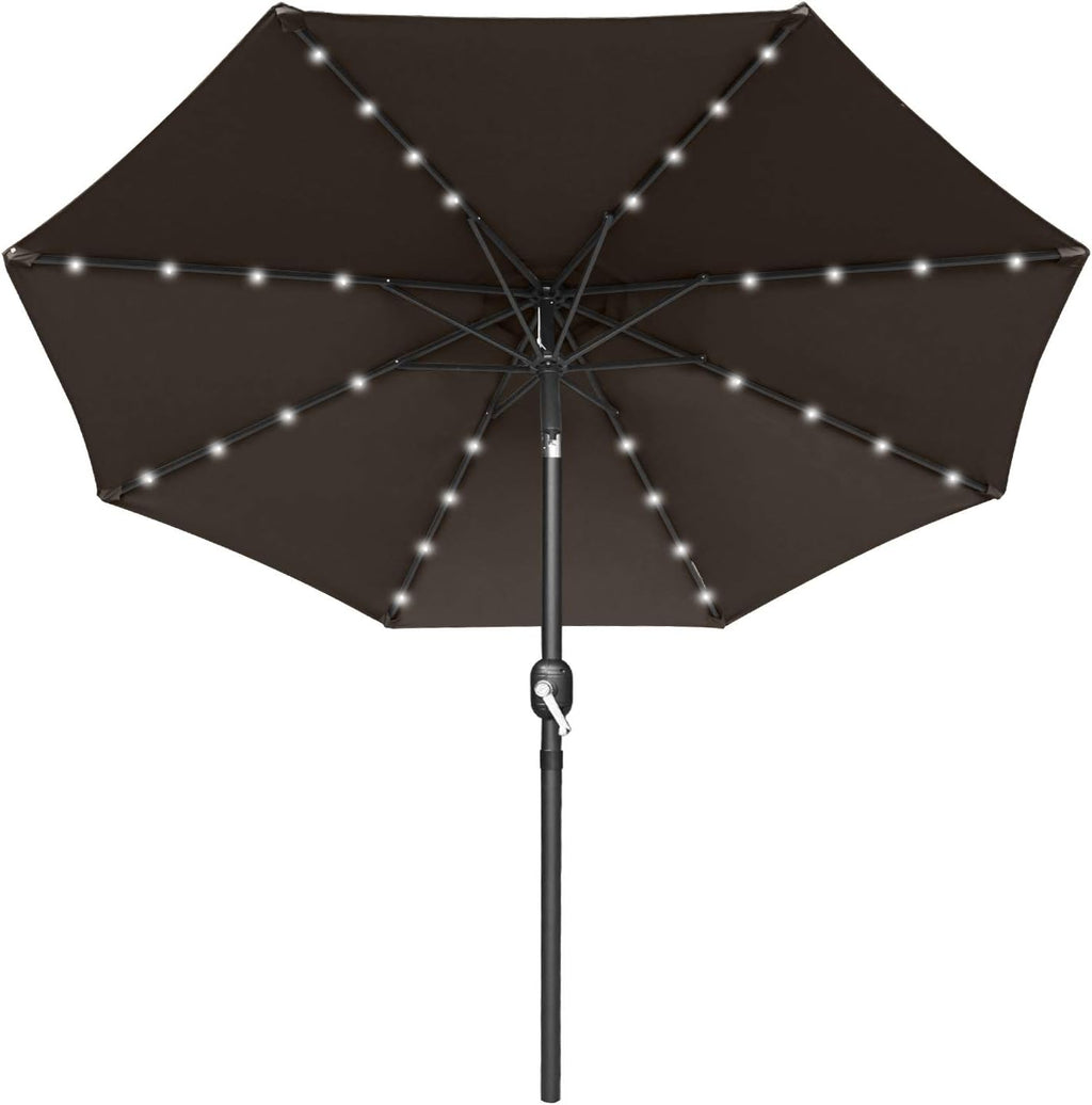 7.5ft Khaki Patio Umbrella with 32 Solar LED Lights O72934