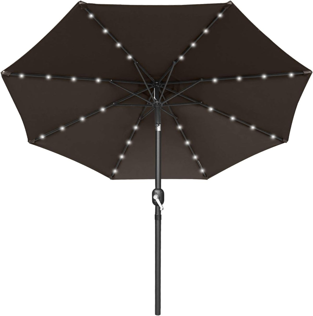 7.5ft Khaki Patio Umbrella with 32 Solar LED Lights O72934