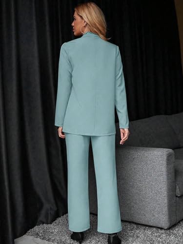 2 Piece Blazer Set Button Front Long Sleeve Blazer and Pants Solid Suits Set L8080