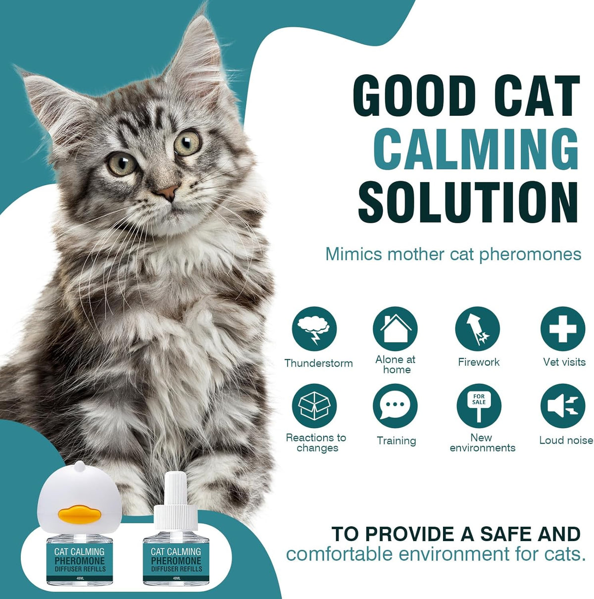 Cat Calming Pheromone Diffuser 48ml Refill B5771