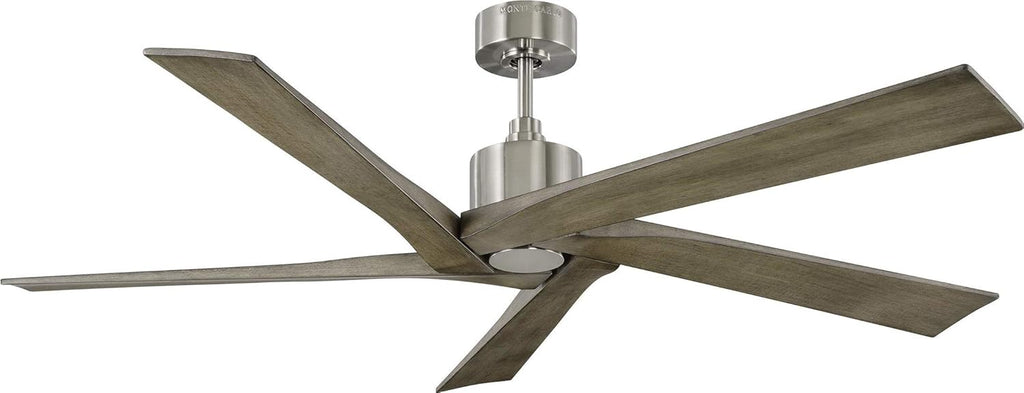 56 Outdoor Ceiling Fan with Remote, Weathered Oak Blades, Brushed Steel H3662