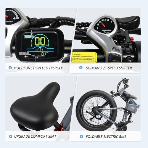 750W 48V 12AH 26" Fat Tire Full Suspension Foldable Electric Bike I10801