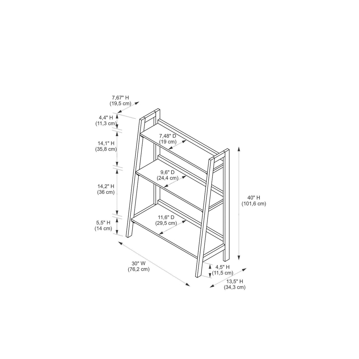 3 Shelf Bookshelf Black Cherry H705031