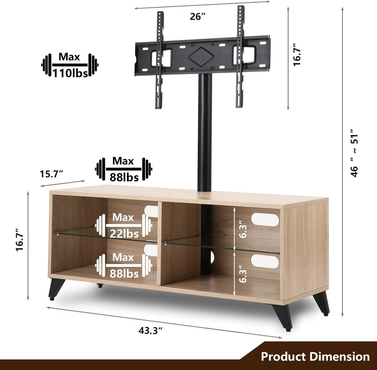 Rolling Wood Corner TV Console Stand with Wheels and Cabinets for up to 60 inch TVs, Walnut M38717