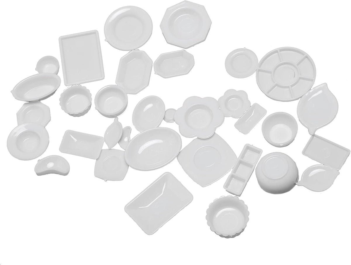 34Pcs Plates Set Miniature Dollhouse Kitchen Accessory D127170