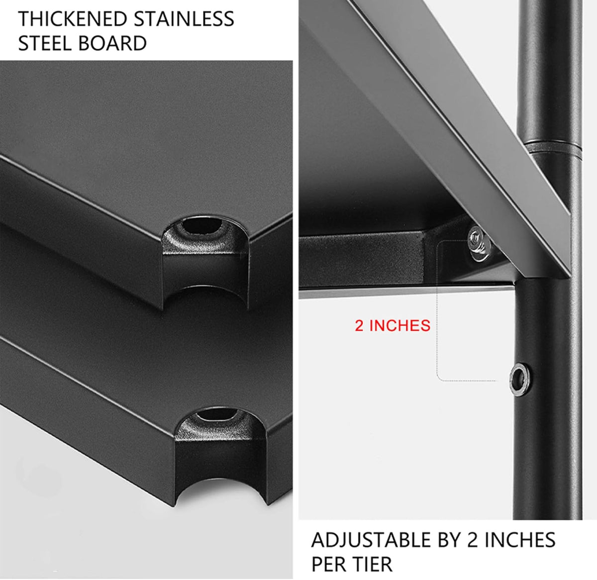5-Tier Black Stainless Steel Utility Shelving Unit with Wheels X413635