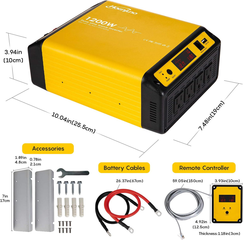 1200W Pure Sine Wave Inverter 12V to 110-120V H691