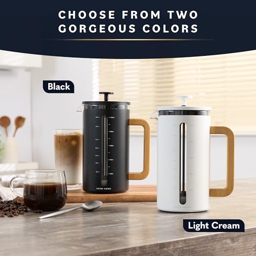 34 oz French Press Coffee Maker with Bamboo Wood Handle Borosilicate Glass R6372