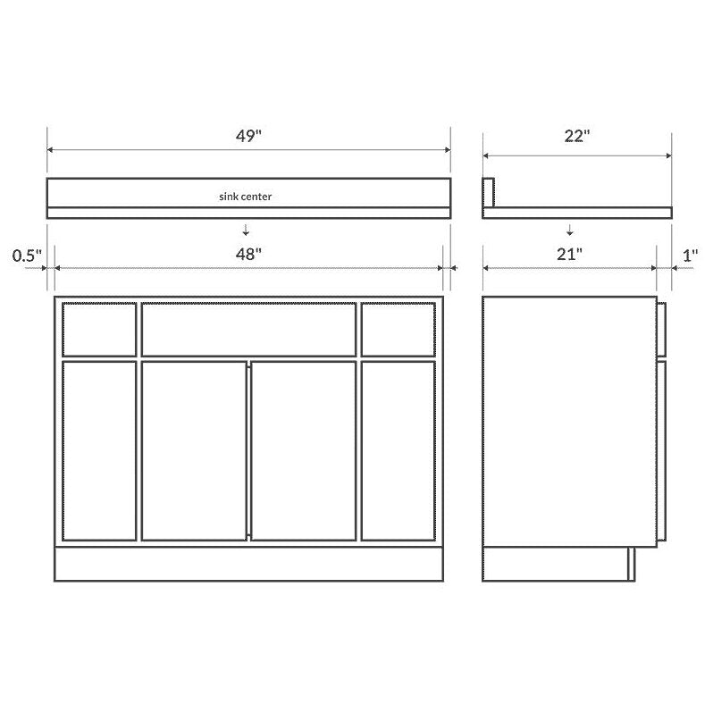 Blue 49W 22D Single Vanity Top with Backsplash W6744