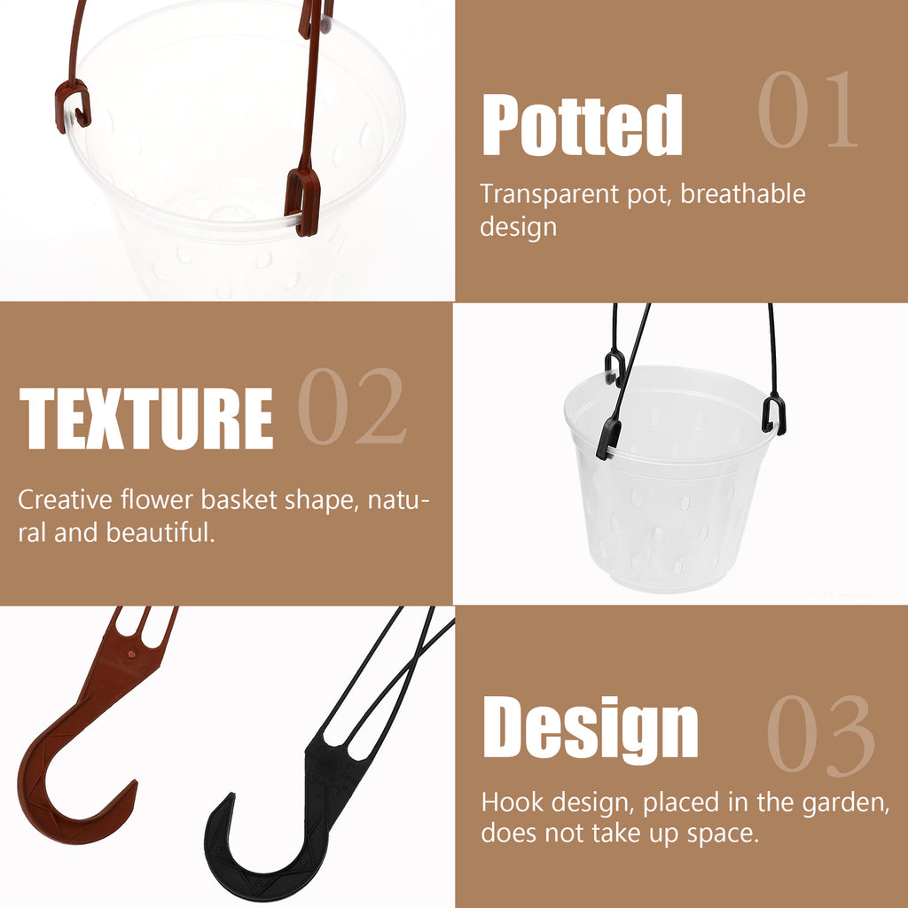5 Sets Hanging Flower Pot Planter PP Material Pots Root Control Q203347