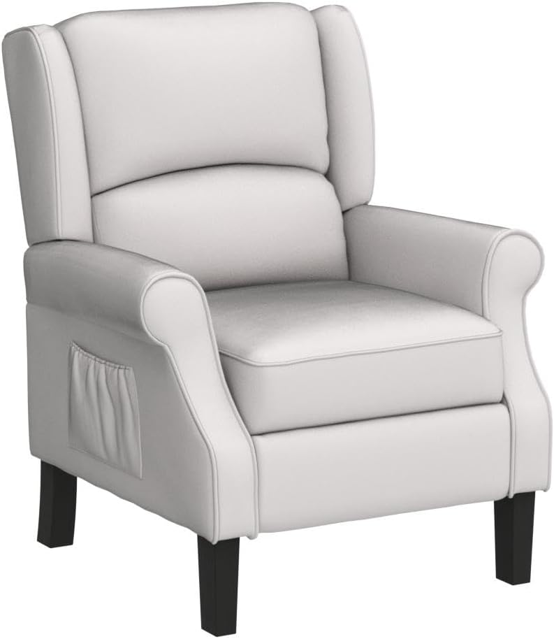 Set of 2 Beige Wingback Recliner Chair with Massage and Heat H981