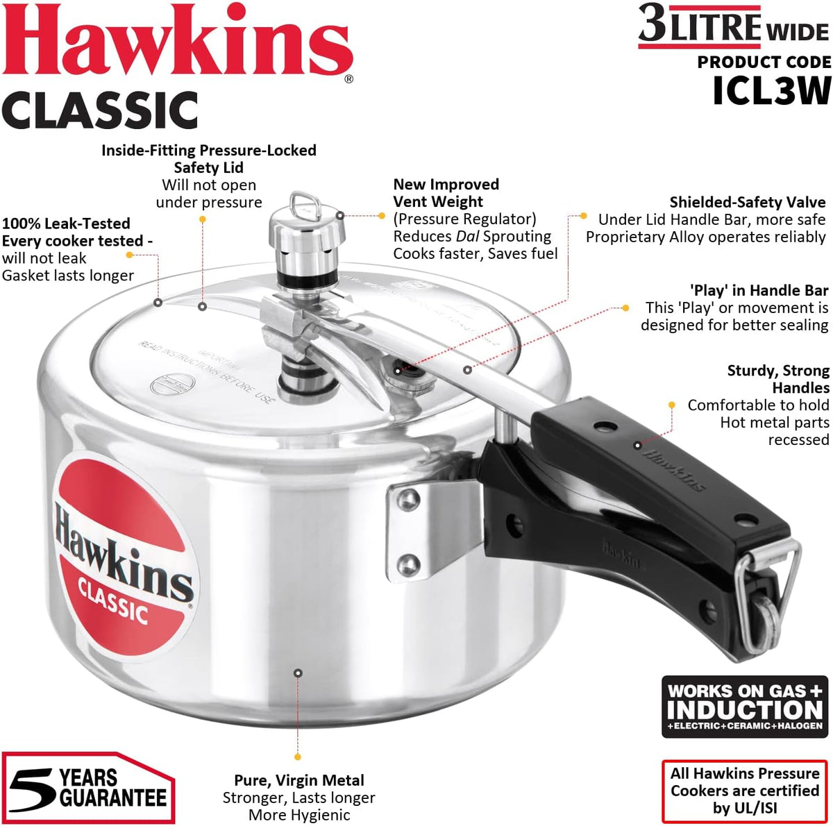 3 liter aluminum pressure cooker N98588