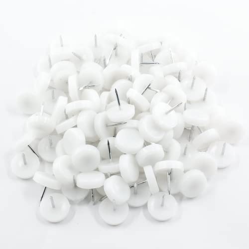 100pcs 18mm White Nylon Furniture Sliders C459