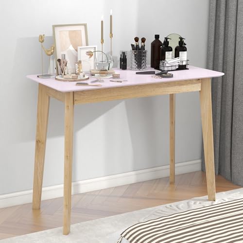 Pink Vanity Desk with Solid Rubber Wood Legs L272324