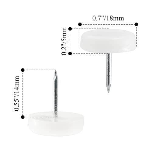 100pcs 18mm White Nylon Furniture Sliders C459