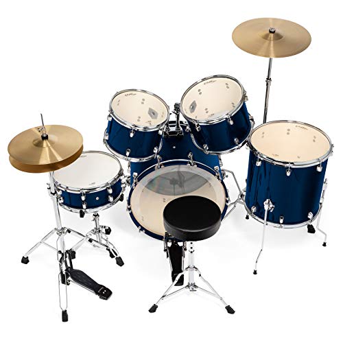 5-Piece Full Size Adult Drum Set with Remo Heads & Premium Brass Cymbals - Silver X508337