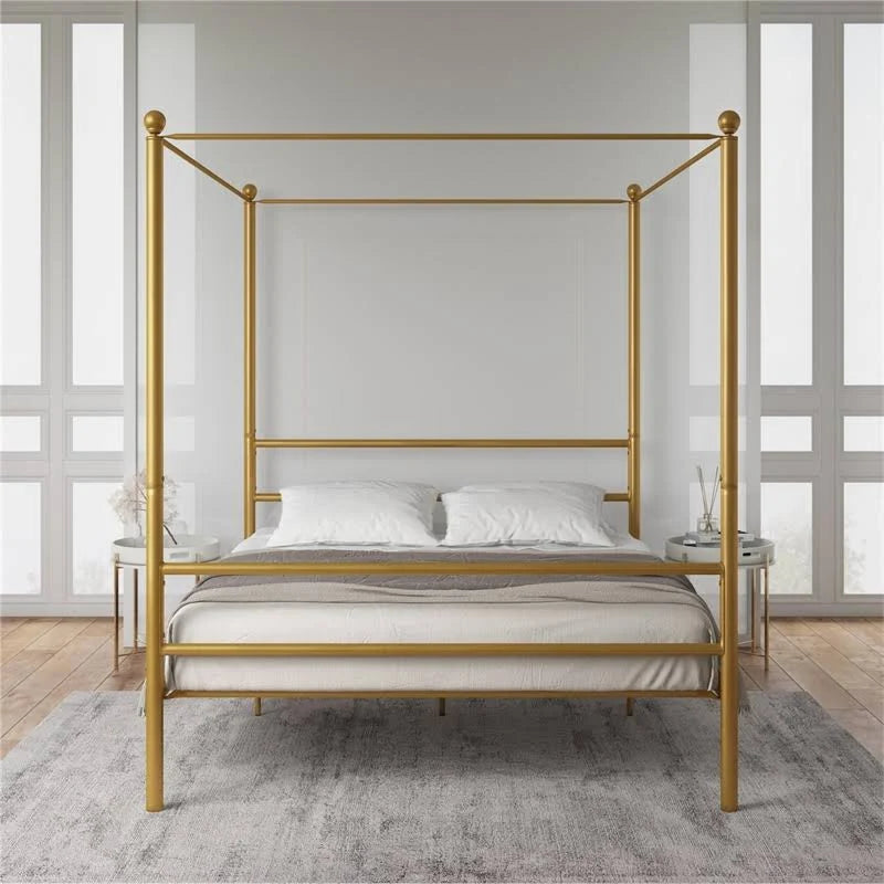 Full Gold Metal Canopy Bed L921