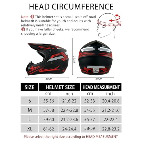 Kids Motocross Helmet with Goggles Gloves Mask C812
