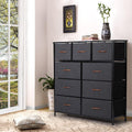 Grey 9 Drawer Dresser with Steel Frame and Wooden Top M524