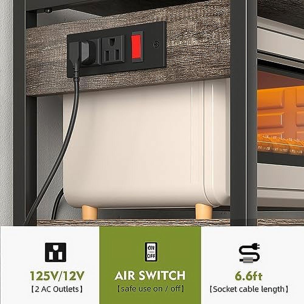 6-Tier Microwave Stand with Cabinet and Side Hooks R392684