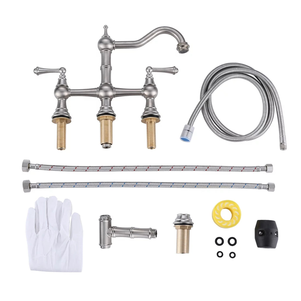 Brushed Nickel Kitchen Faucet with Side Sprayer E2420