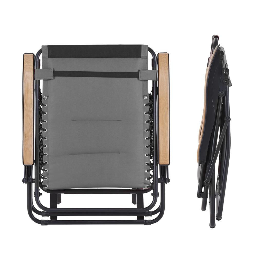 Gray Zero Gravity Padded Folding Chair with Cup Holder X55060