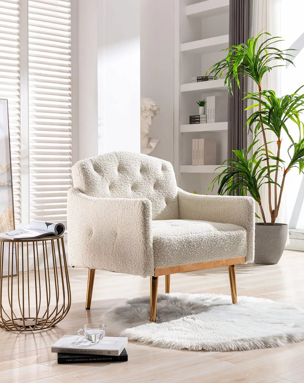 White Upholstered Accent Chair N5698