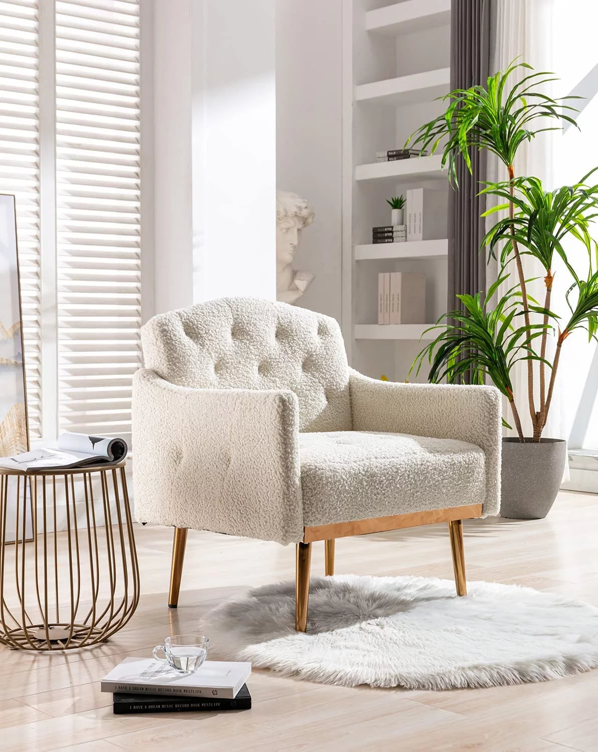 White Upholstered Accent Chair N5698