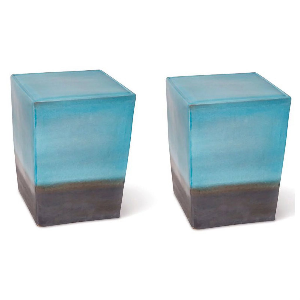 Square Cube End Tables in Turquoise Blue Set of 2 K77070