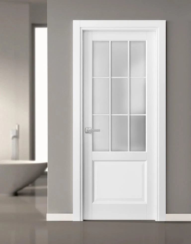 Solid French Door Frosted Glass 9 Lites 36 x 80 inches D3731