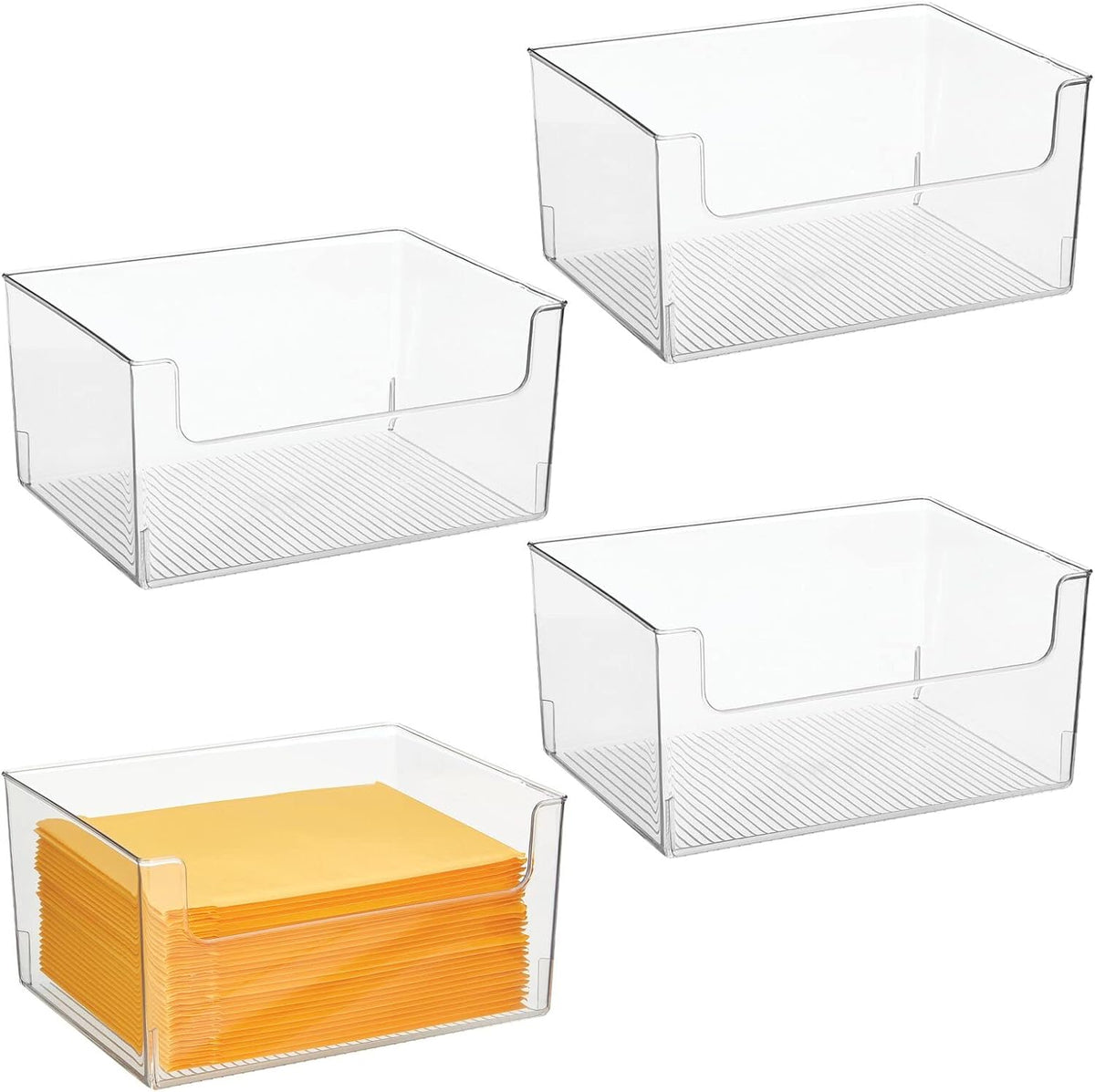 Clear Stackable Plastic Open Front Storage Organizer Bin, 4 Pack K152212