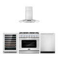 36 Gas Range, Wall Mount Range Hood, Dishwasher and Wine Cooler S937118