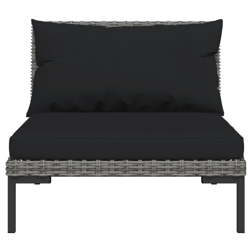10 Piece Patio Set with Cushions Poly Rattan Dark Gray O3170
