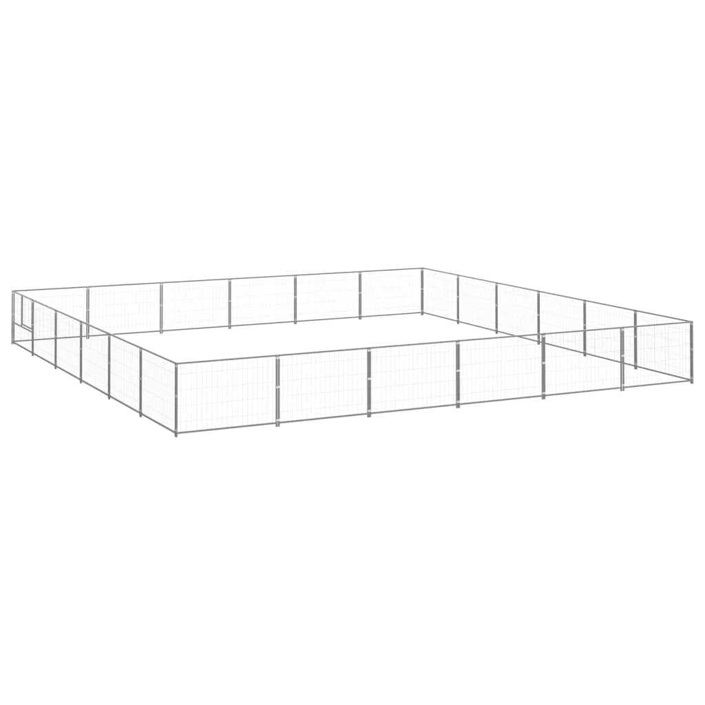 Dog Kennel Silver Steel Q6439
