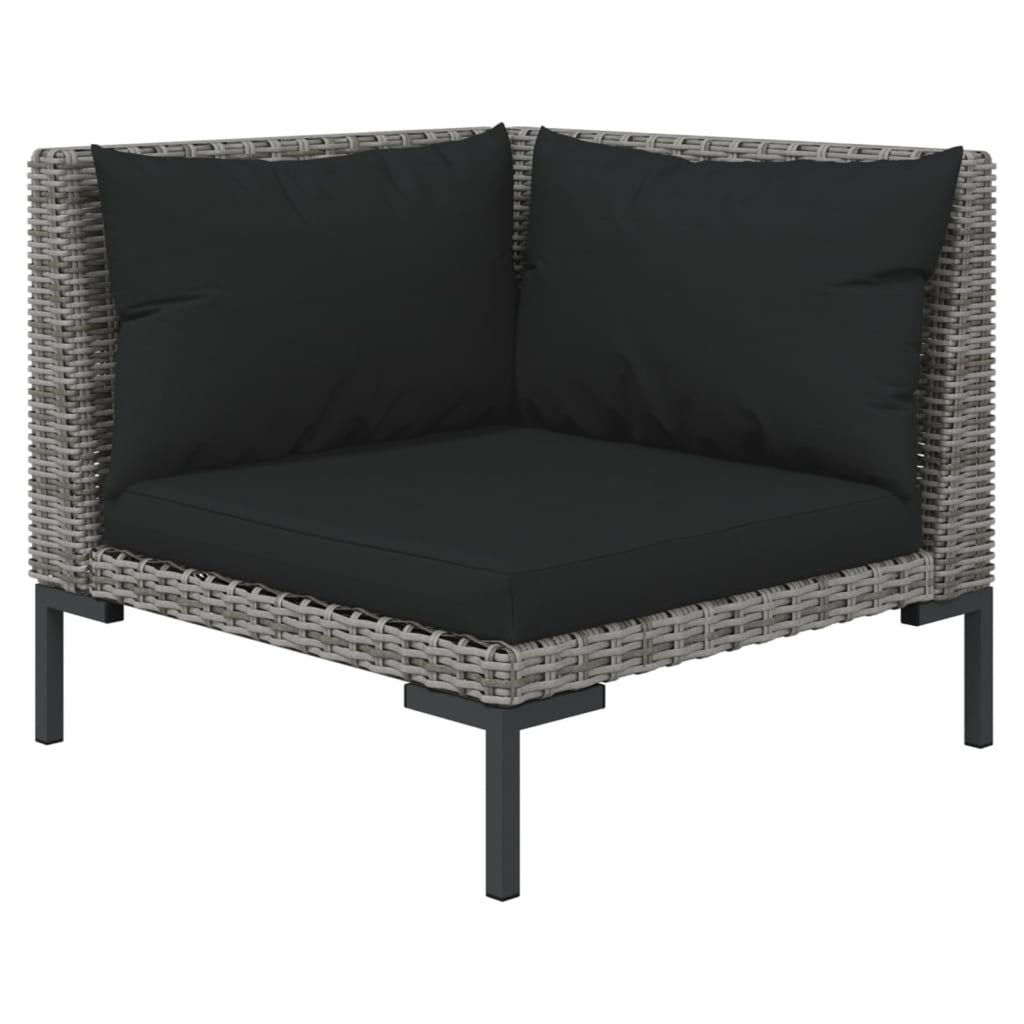 10 Piece Patio Set with Cushions Poly Rattan Dark Gray O3170