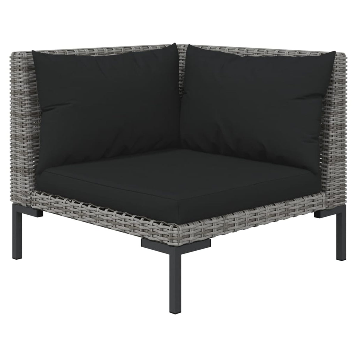 10 Piece Patio Set with Cushions Poly Rattan Dark Gray O3170