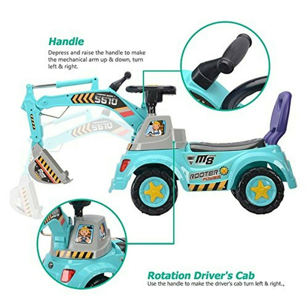 Scooter Ride on Excavator Pulling Cart Construction Truck T1472