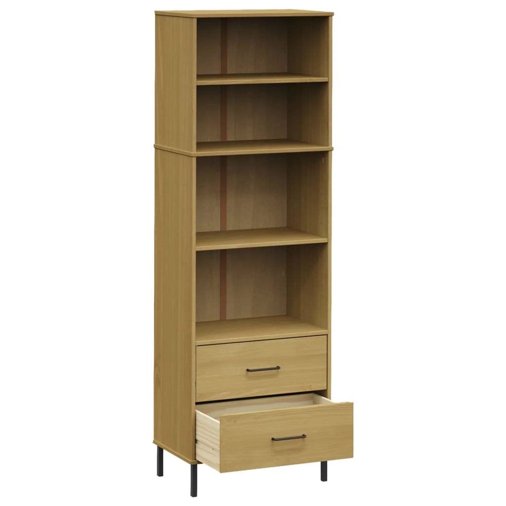 Pine Wood Bookcase with 2 Drawers and 4 Compartments L33644