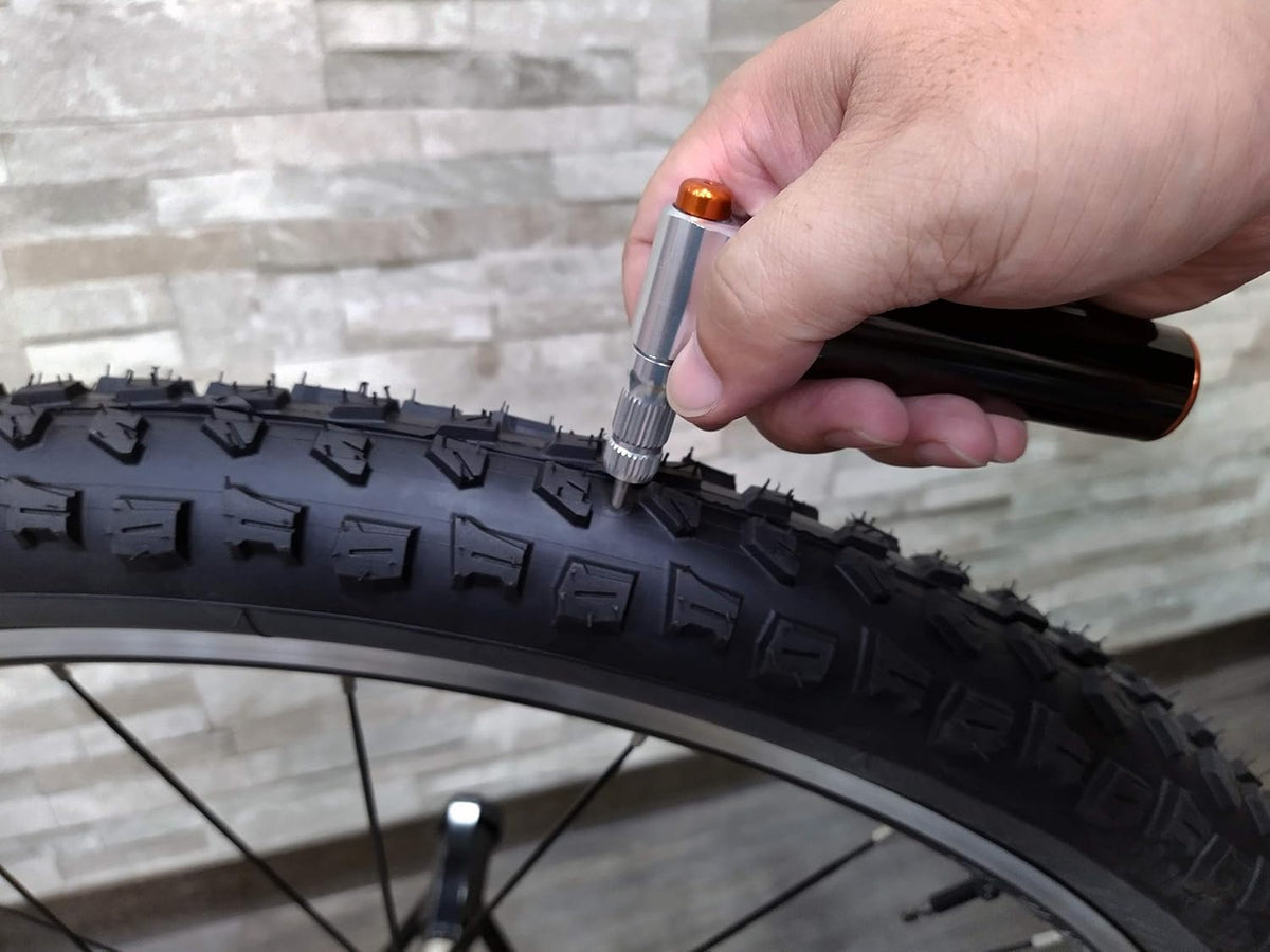 CO2 Inflator Tubeless Tire Repair Tool Kit with Storage Canister, Insertion Tool and Plugs E10982