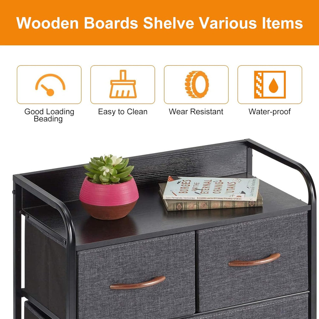 Grey 9 Drawer Dresser with Steel Frame and Wooden Top M524
