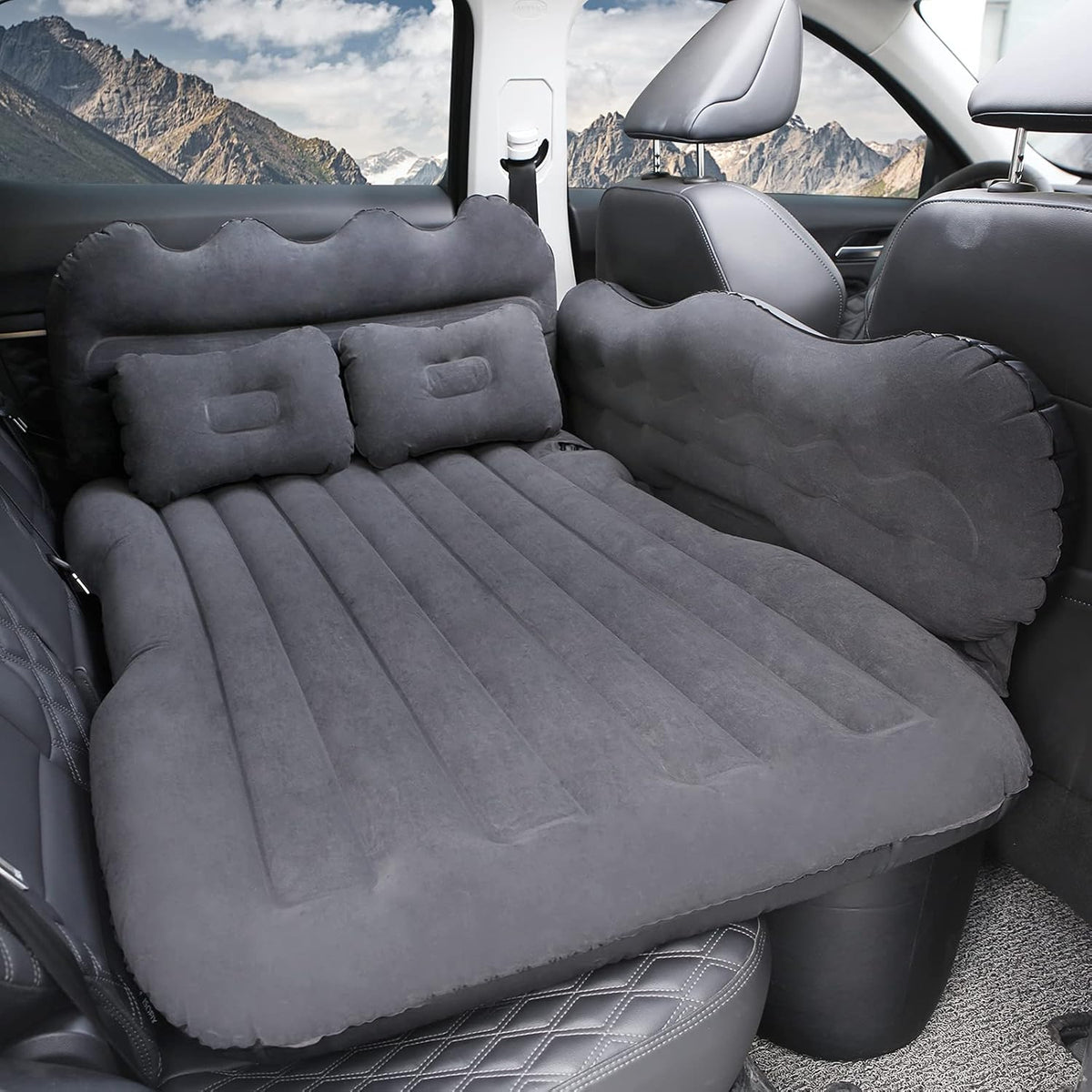 Gray Inflatable Car Air Mattress O803269