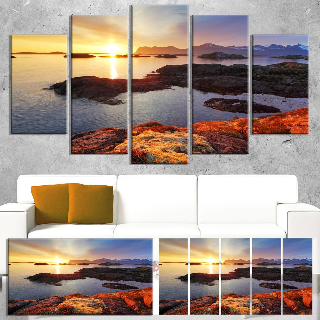 Ocean Coast Sunset in Norway Canvas Artwork Print F61965