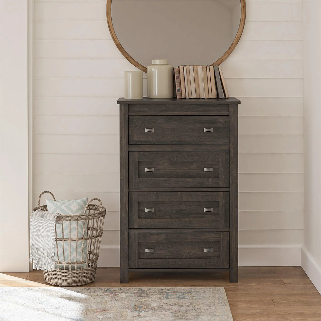 4 Drawer Weathered Oak Dresser U295196
