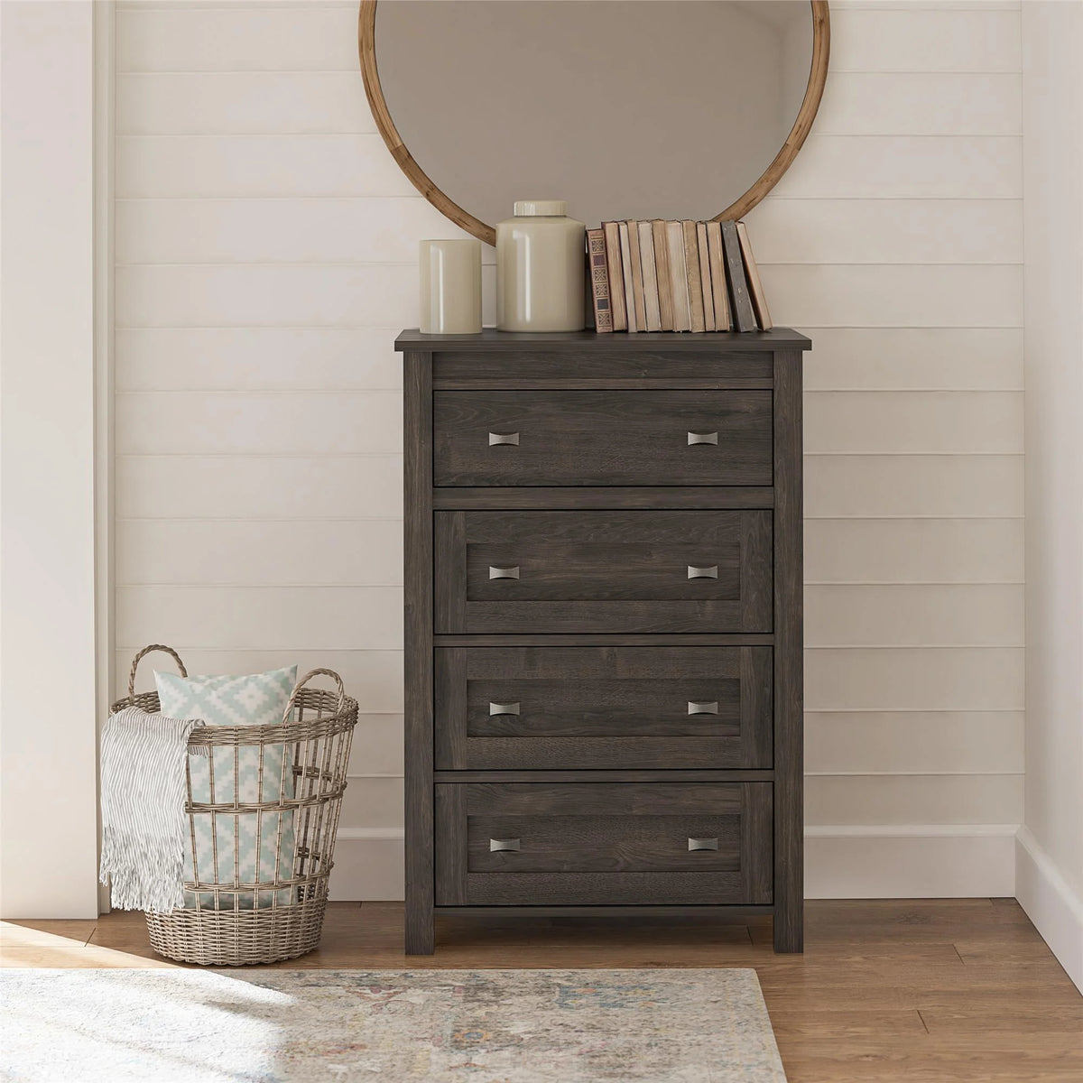 4 Drawer Weathered Oak Dresser U295196