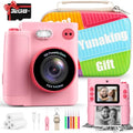 Instant Print Dual Lens Digital Camera with 32G SD Card Storage Bag Pink F18133