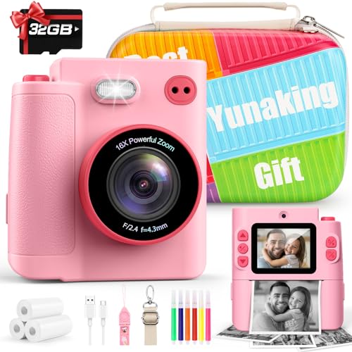 Instant Print Dual Lens Digital Camera with 32G SD Card Storage Bag Pink F18133