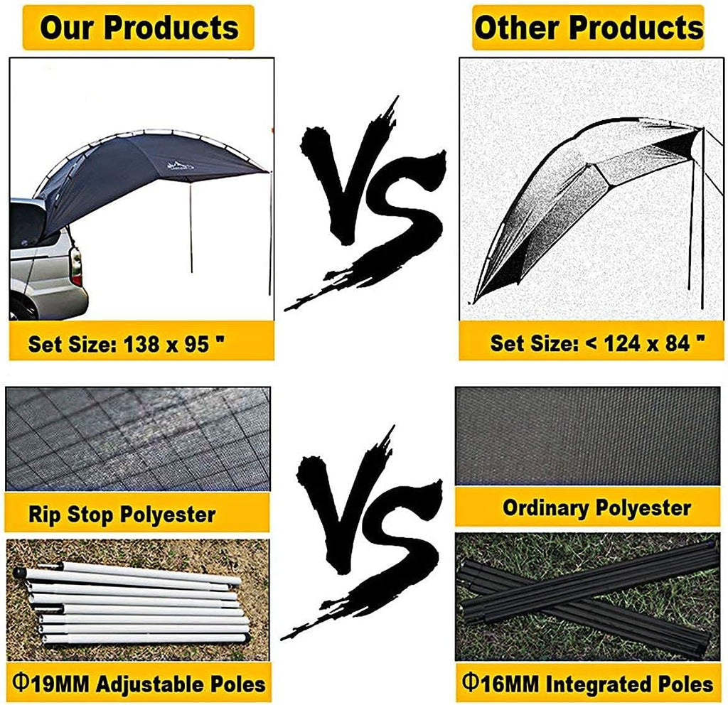 Teardrop Awning for SUV RVing, Car Camping, Trailer and Overlanding Light Weight Truck Canopy Durable Tear Resistant Tarp with 2 Sandbag C136250
