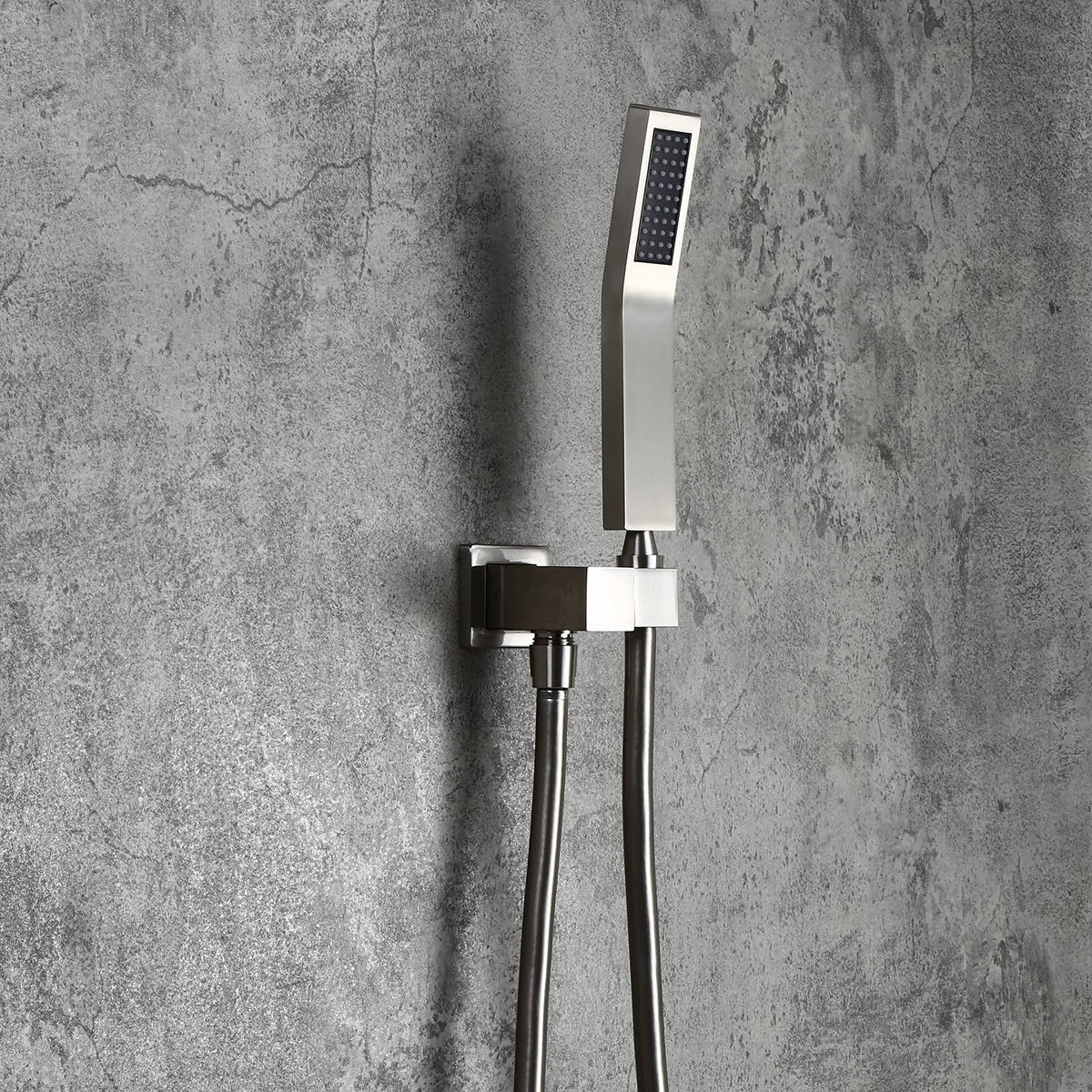 Brushed Nickel 10x22 Shower Set Rainfall Shower Head Handheld Spray C1577