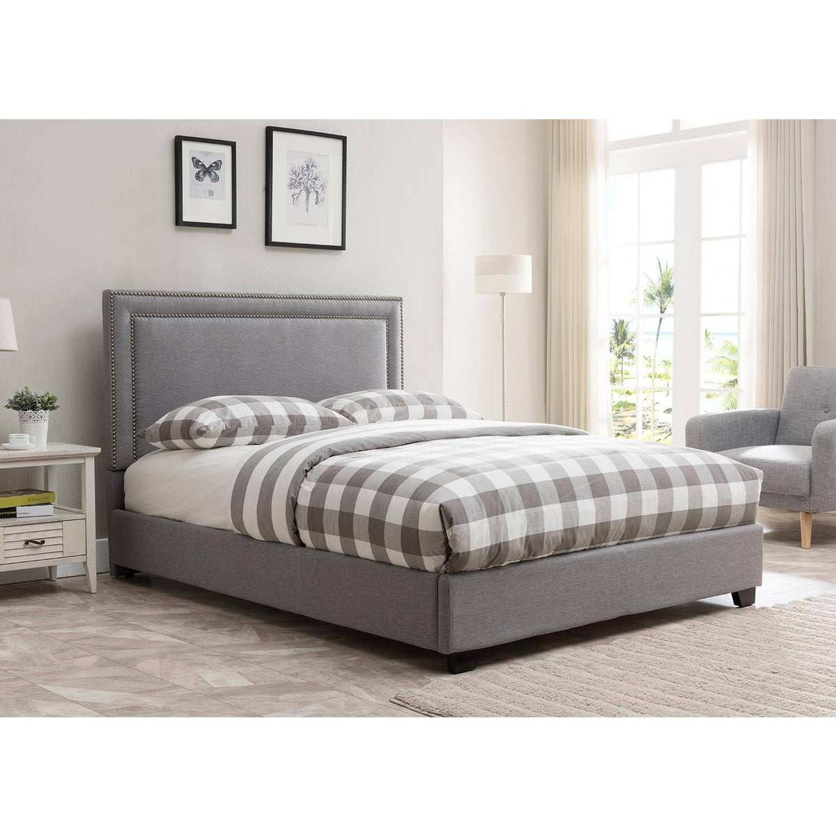Grey Linen King Size Headboard C6246