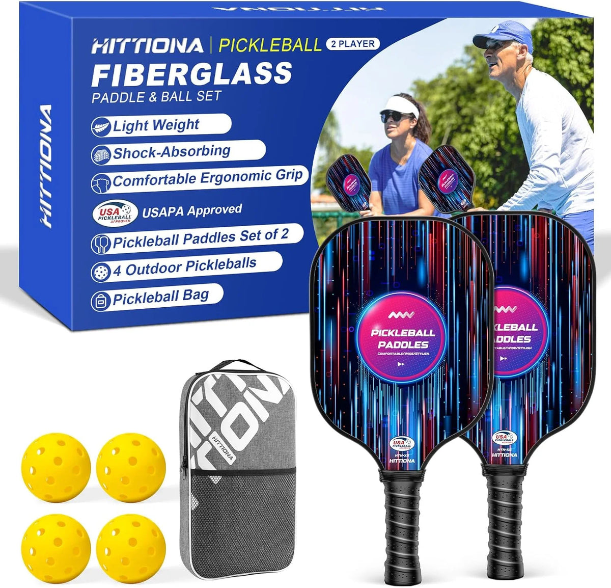 Fiberglass Pickleball Paddles Set of 4 R530601